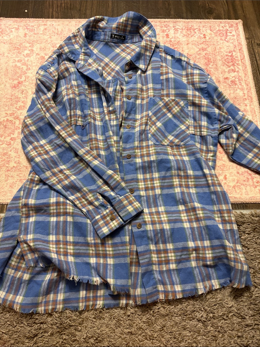 Casual Blue Plaid Button-Up Flannel
